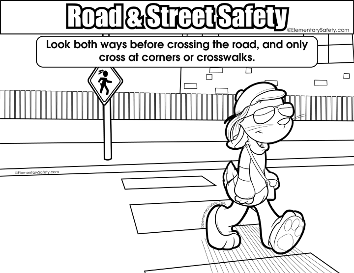 walking safety coloring pages - photo #22