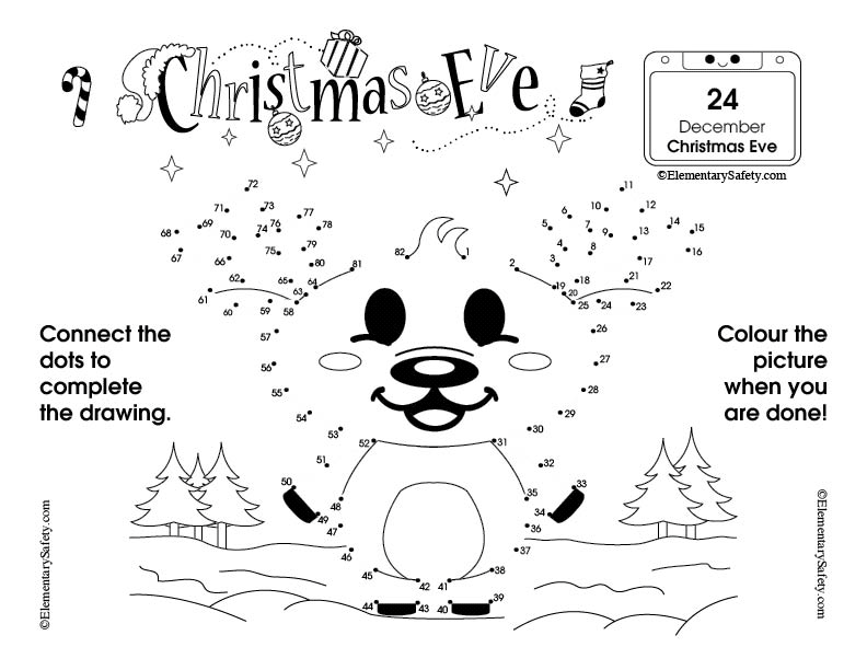 connect dots and color christmas eve activity • coloring