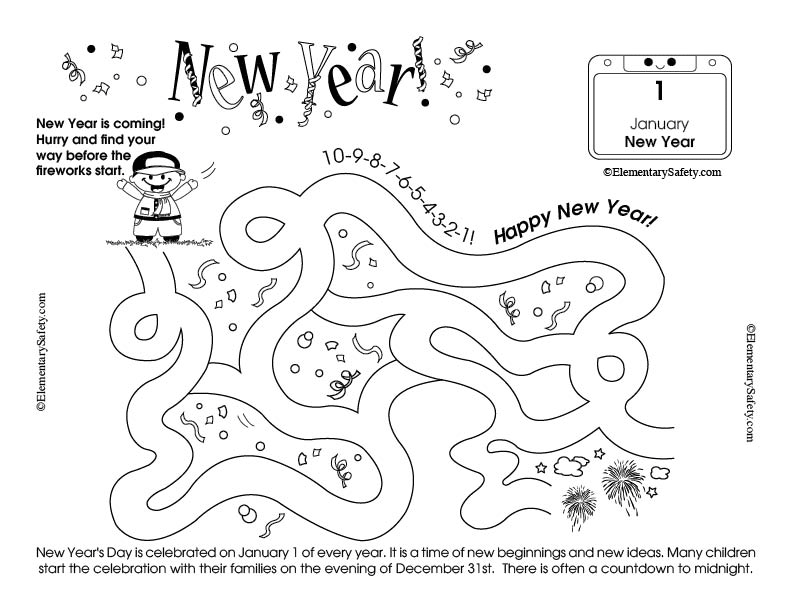 Maze New Year Celebration Activities • Coloring Holiday ...