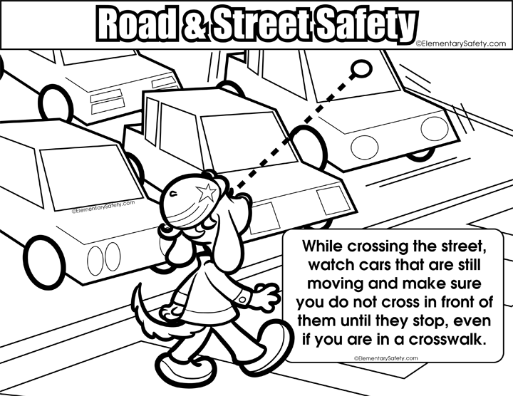coloring safety street road colouring crossing traffic printable sheets signs elementary sign community safty